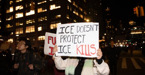Scenes from the anti-ICE march in New York City