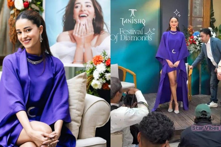Ananya Panday Shines in Royal Blue Kaftan at Mumbai Jewellery Gala