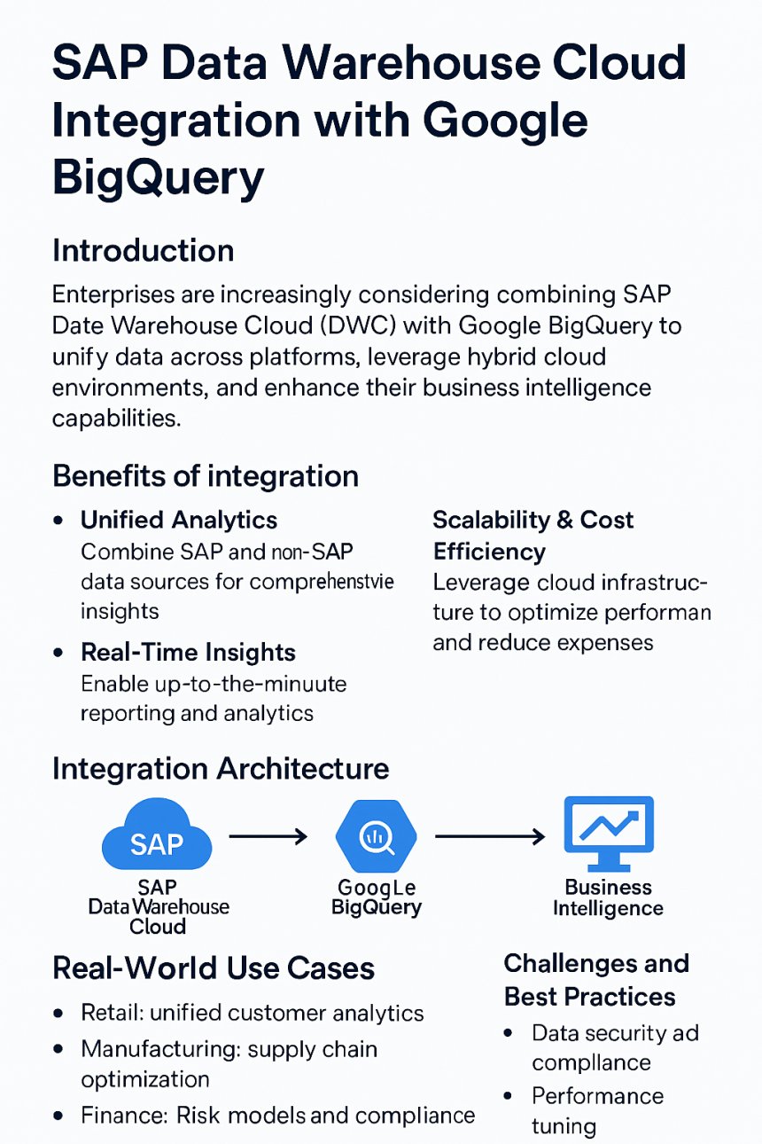SAP Data Warehouse Cloud Integration with Google BigQuery: Unlocking Unified Analytics & Real-Time Insights